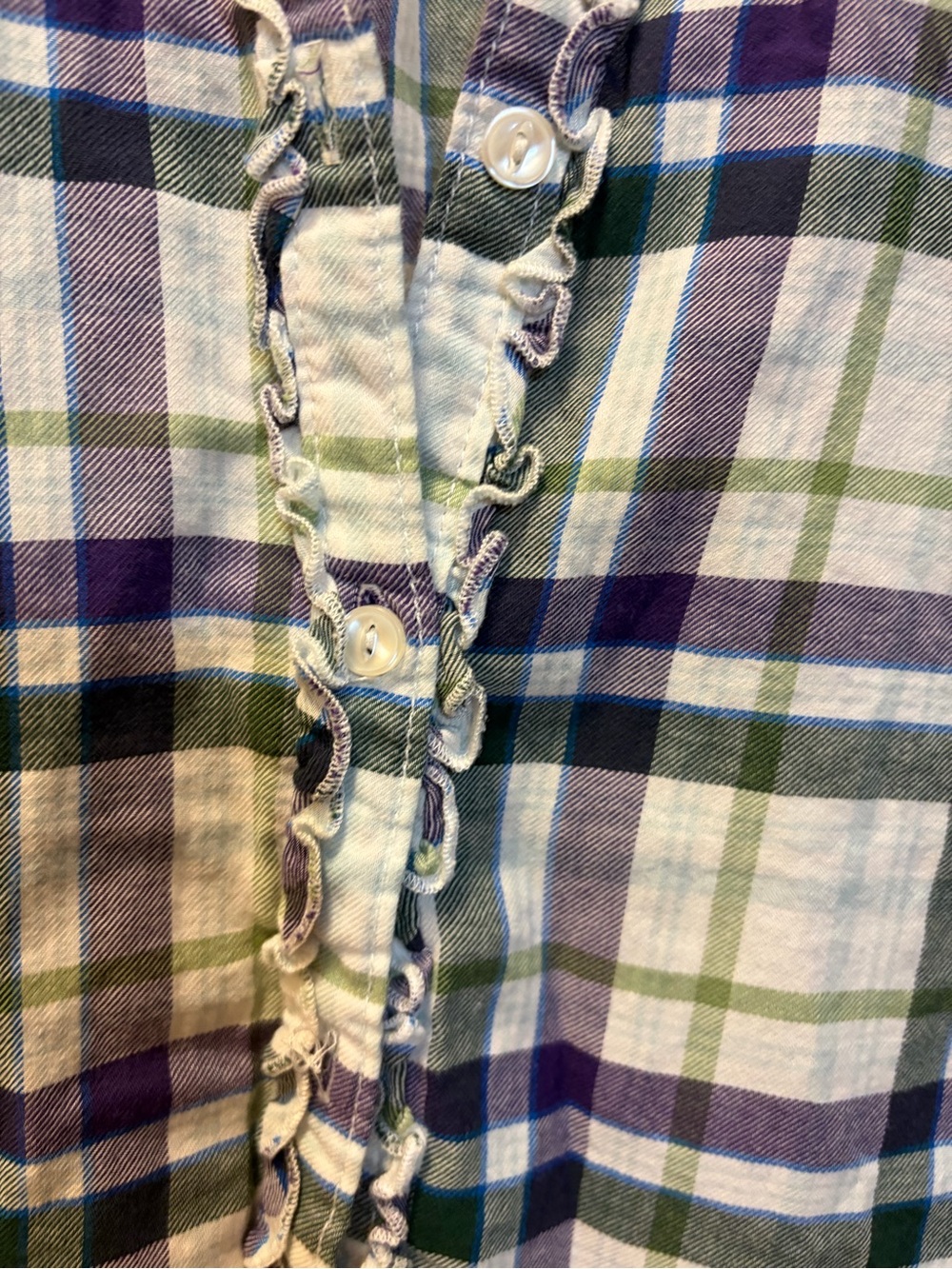 Aeropostale Plaid Button-Up Blouse in Blue, Green, Purple